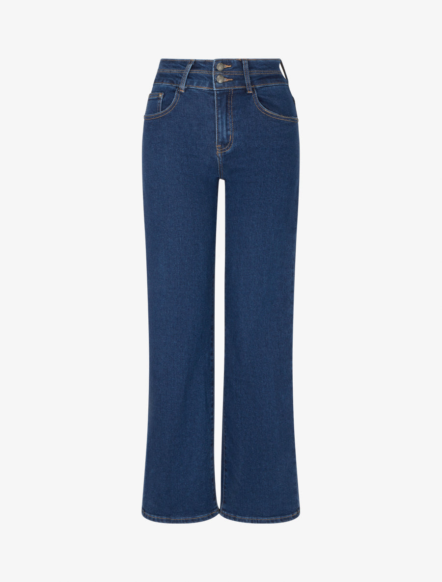 Jean taille haute coupe droite - Bleu
