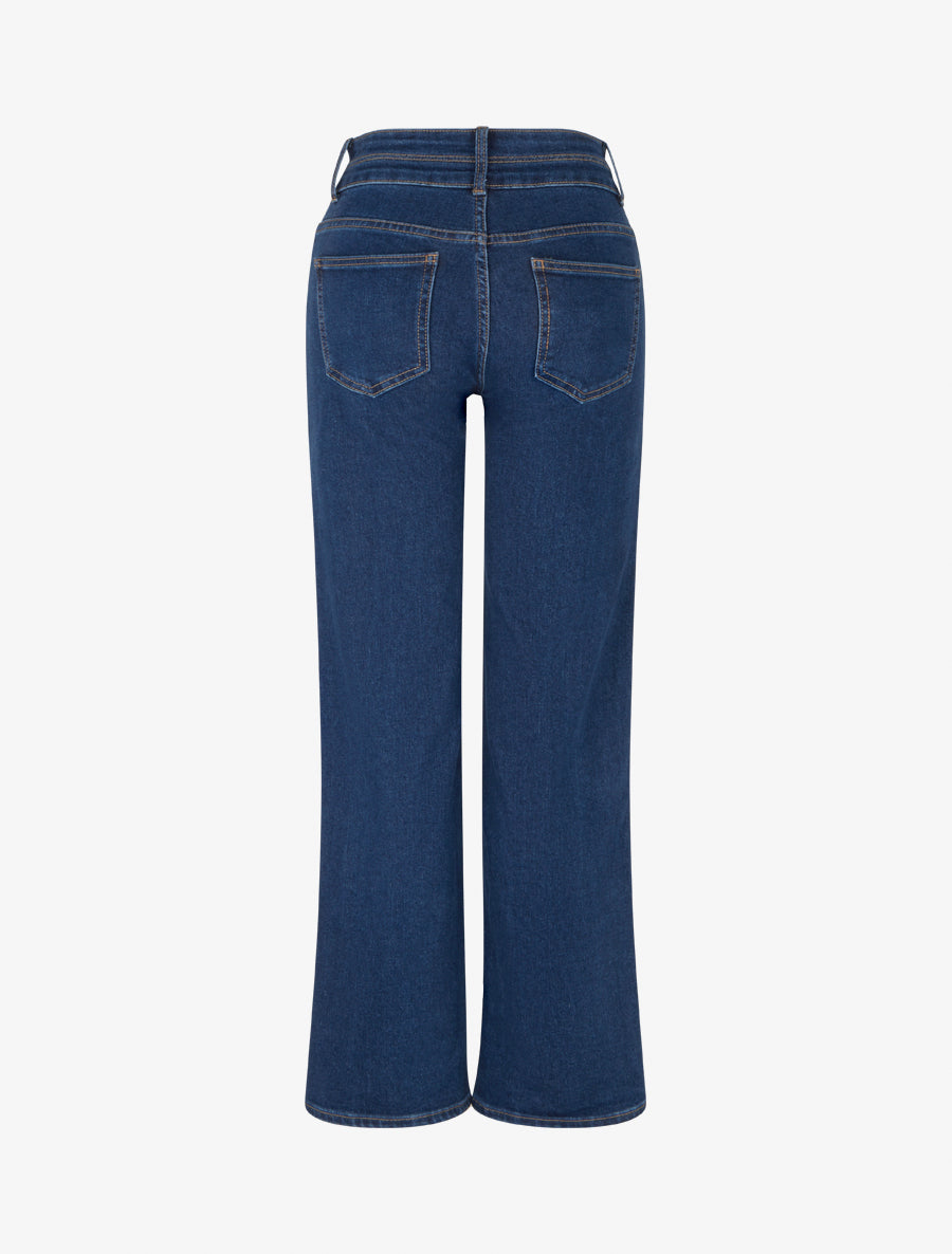 Jean taille haute coupe droite - Bleu