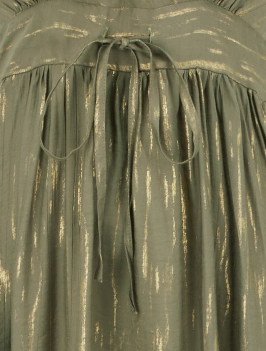 Robe élastiquée unie détail irisé - Kaki