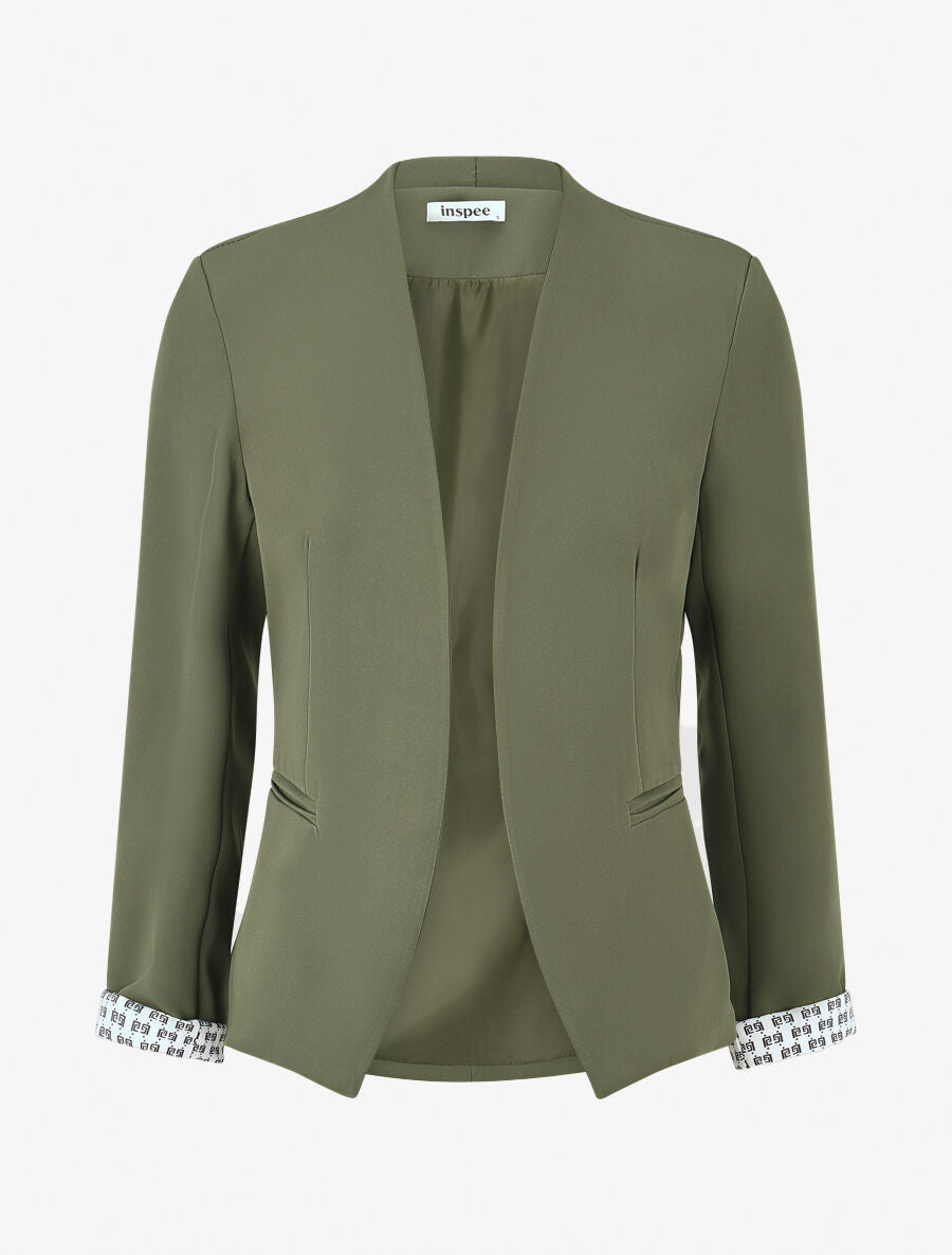 Chaqueta recta con hombreras - Caqui