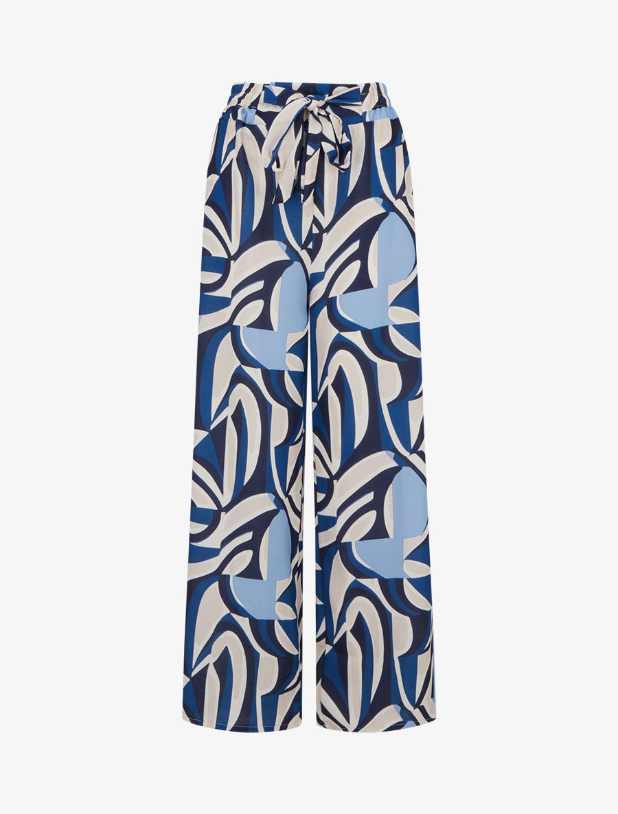 Pantalon ample imprimé graphique - Bleu