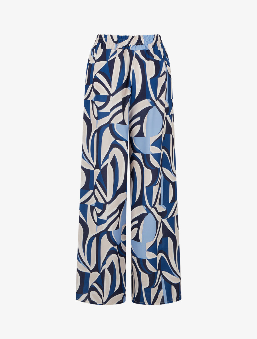 Pantalon ample imprimé graphique - Bleu