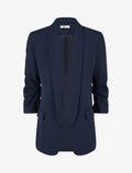 Chaqueta lisa con mangas fruncidas - Azul marino