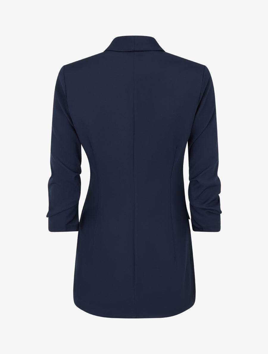 Chaqueta lisa con mangas fruncidas - Azul marino