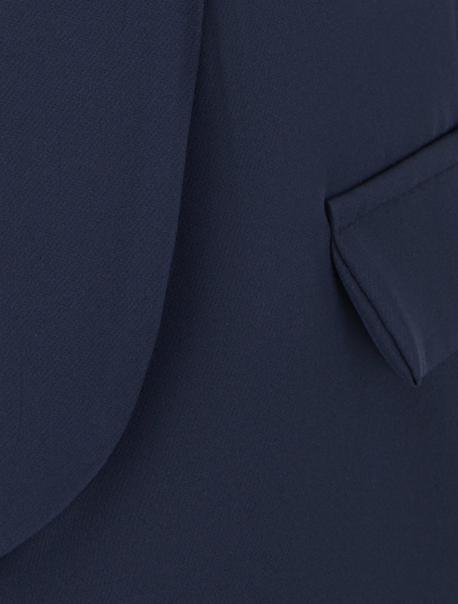 Chaqueta lisa con mangas fruncidas - Azul marino