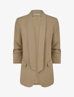 Blazer uni à manches froncées - Taupe
