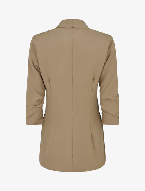 Blazer uni à manches froncées - Taupe
