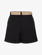 Short uni à ourlet et ceinturé - Noir