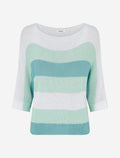 Jersey holgado a rayas con mangas 3/4 - Azul laguna