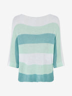 Jersey holgado a rayas con mangas 3/4 - Azul laguna