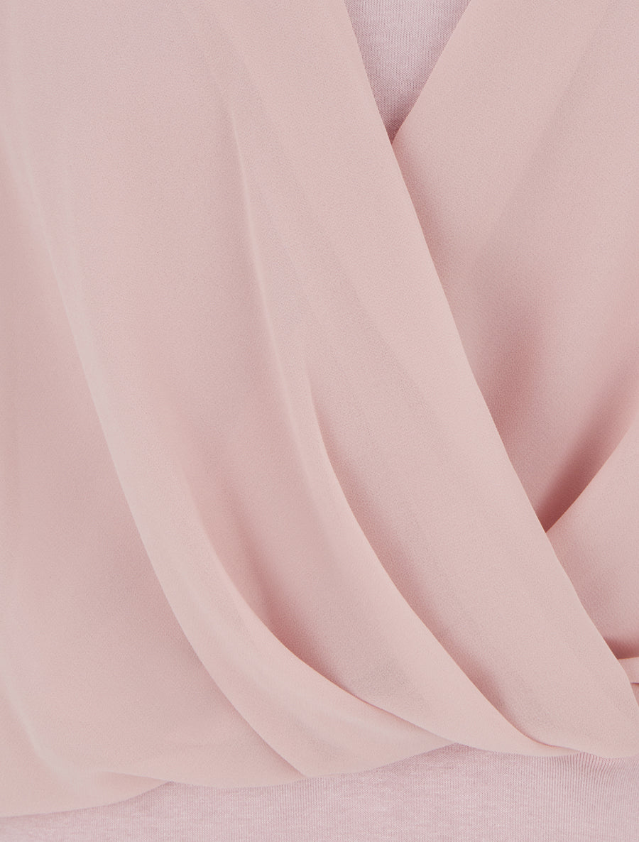 Top uni à manches volantées - Vieux rose