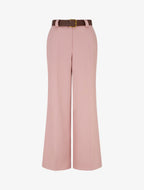 Pantalon droit uni élastiqué - Rose