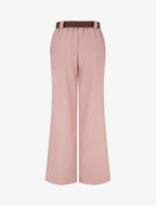 Pantalon droit uni élastiqué - Rose