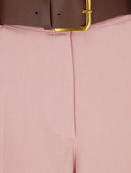 Pantalon droit uni élastiqué - Rose