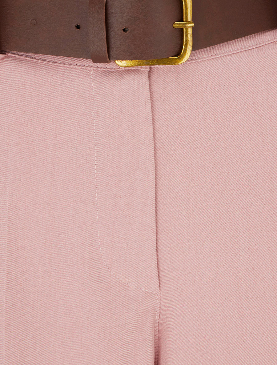 Pantalon droit uni élastiqué - Rose