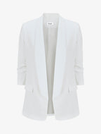 Blazer uni à manches froncées - Blanc
