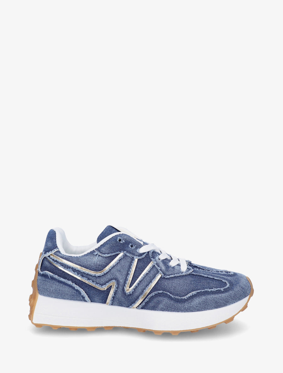 Baskets en jean à détail irisé - Bleu