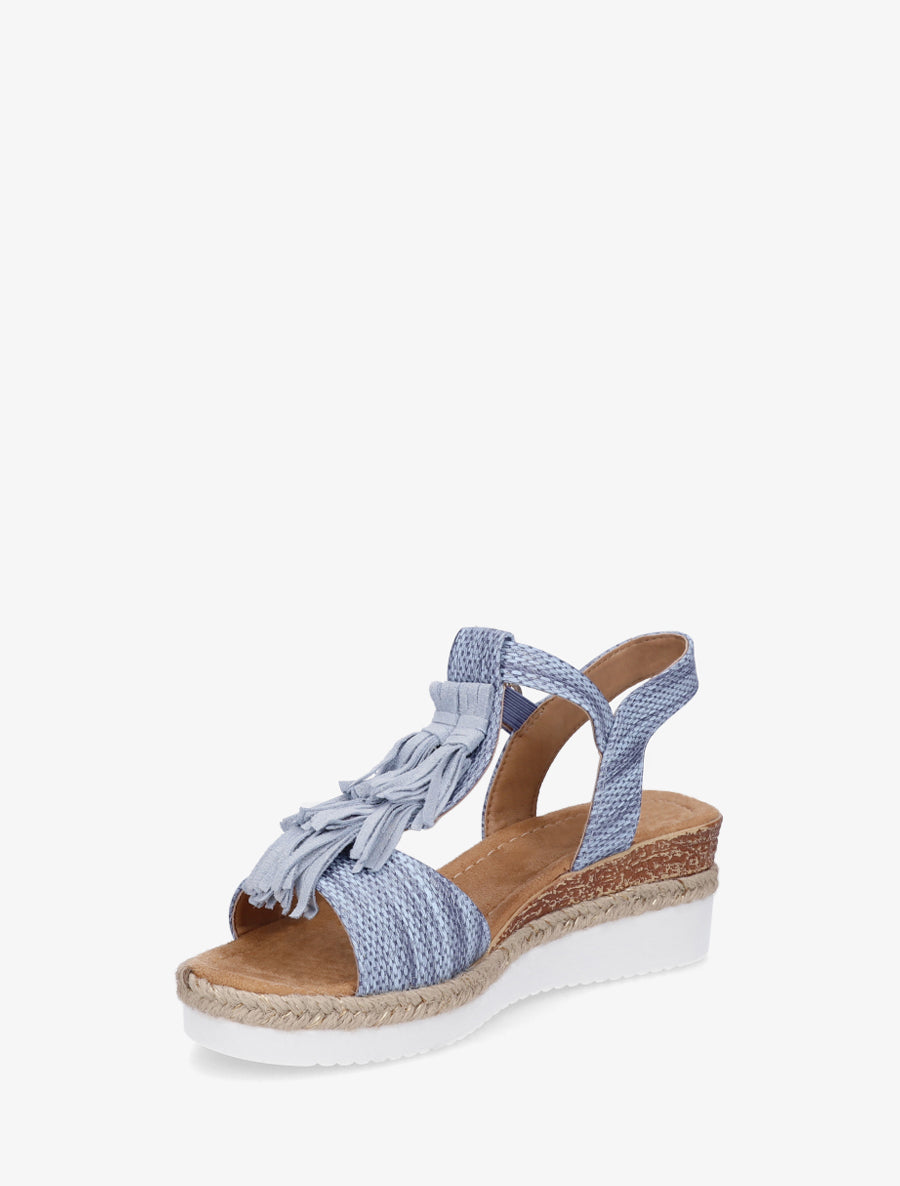 Sandales pailletées à franges en suédine - Bleu clair