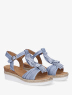 Sandales pailletées à franges en suédine - Bleu clair