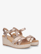 Sandales compensées effet python irisé - Rose gold